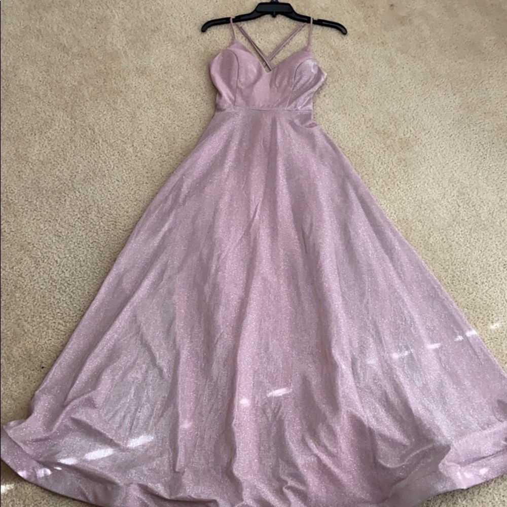Light pink/purple sparkly prom dress from promgirl